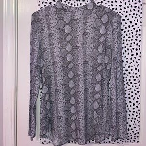 snakeskin mock neck long sleeve